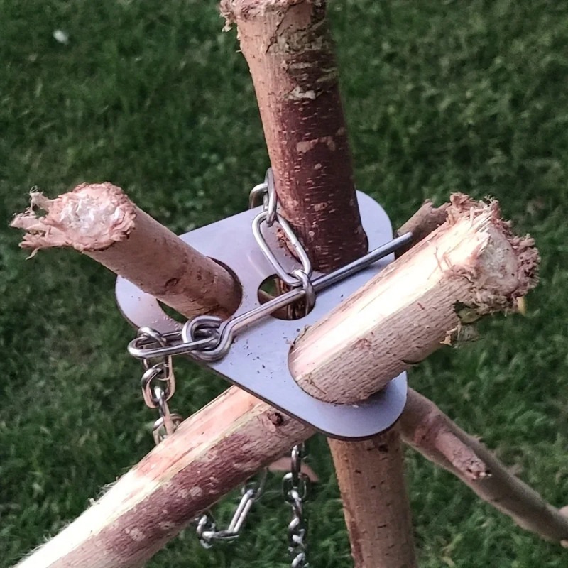 Camping Cooking Tripod - Draagbare, demontabele hangende rek van roestvrij