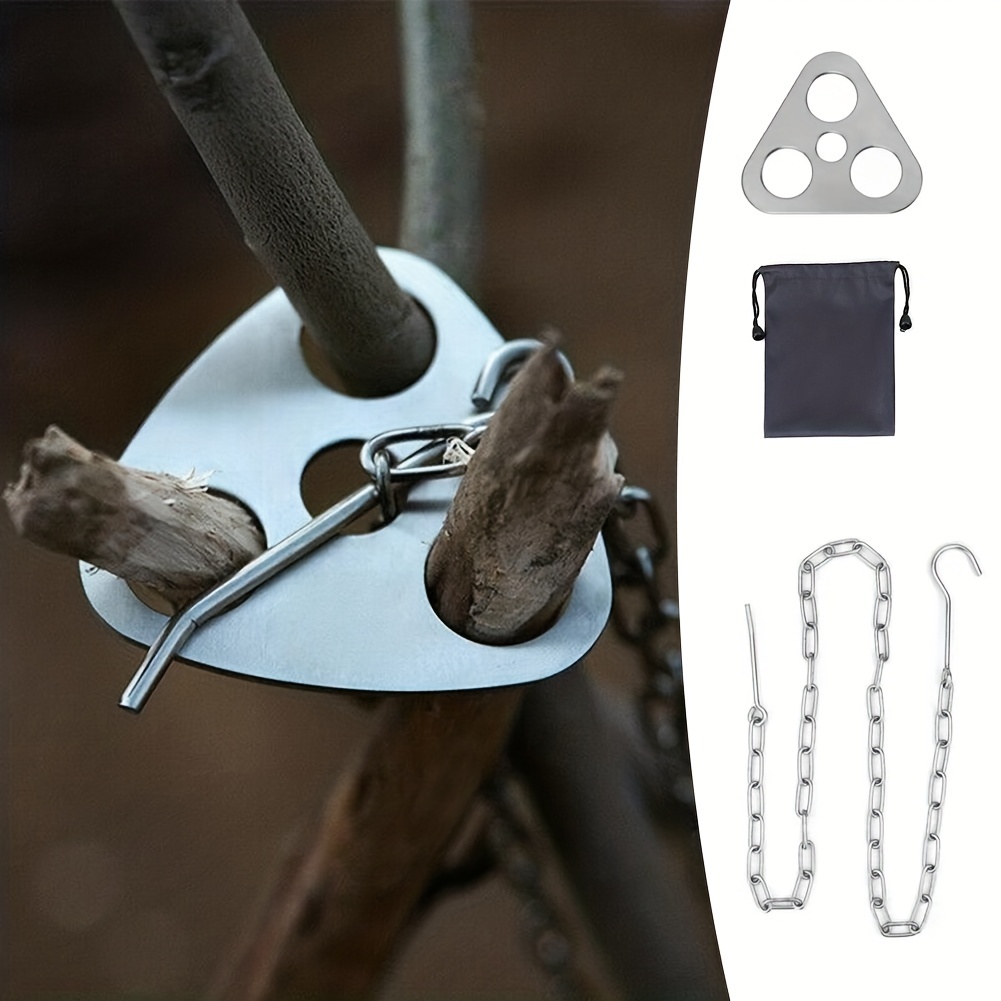 Camping Cooking Tripod - Draagbare afneembare buitenbarbecue statief ophangrek roestvrij