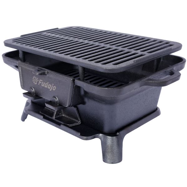 Skillet Cast Iron Camp - 100% gietijzeren geëmailleerde draagbare buiten barbecue,