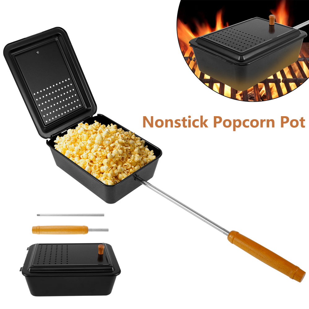 Skillet Cast Iron Camp - Popcornpot met anti-aanbaklaag, draagbare ijzeren popcornpot