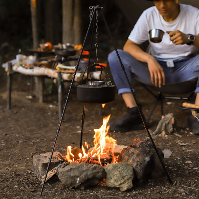 Camping Cooking Tripod - Draagbaar Buiten Kookstatief Driehoekige Steun Aluminiumlegering