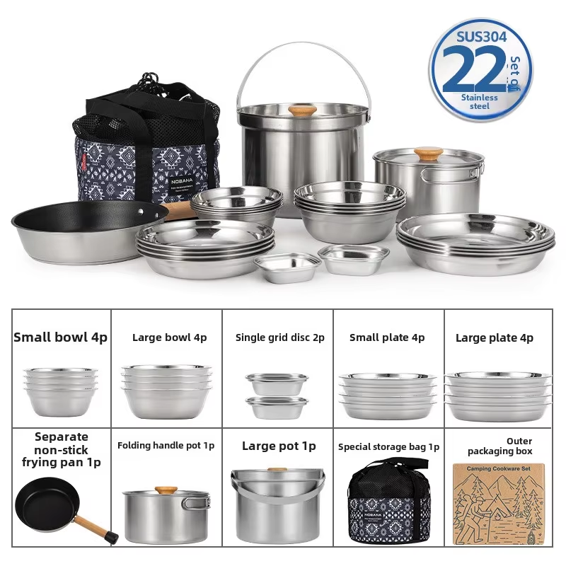 Camping Cooking Pots And Pans - NOBANA Nieuwste Outdoor Rvs Pot Set