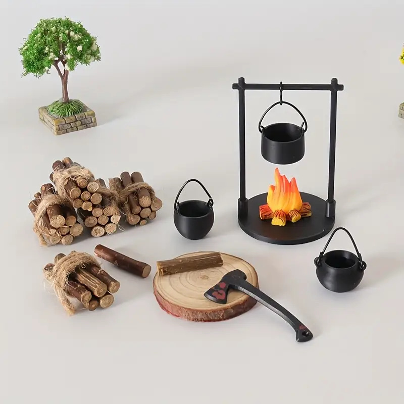 Camping Cooking Gear - Mini Kampvuur Hangende Kachel Pot Poppenhuis