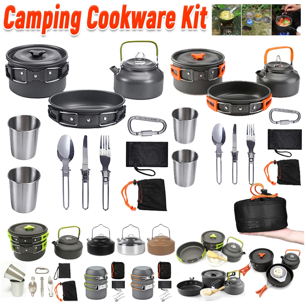 Camping Cooking Pots And Pans - Campingkookgerei Set Ketel Pot Pan Kookset