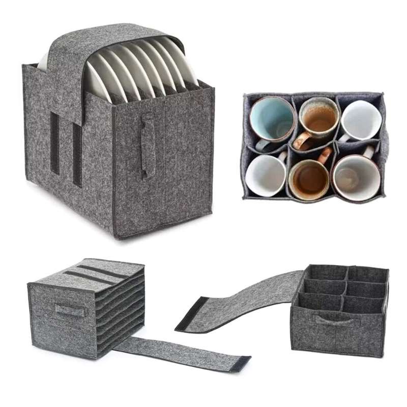 Camping Cooking Utensil Holder - 1 stuk vilten bord, schaal, beker,