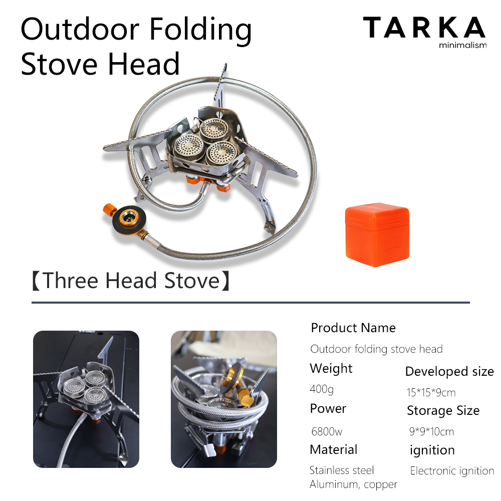 Camping Cooking Hob - TARKA Camping Gasfornuis 5800w 3-pits Gasbrander