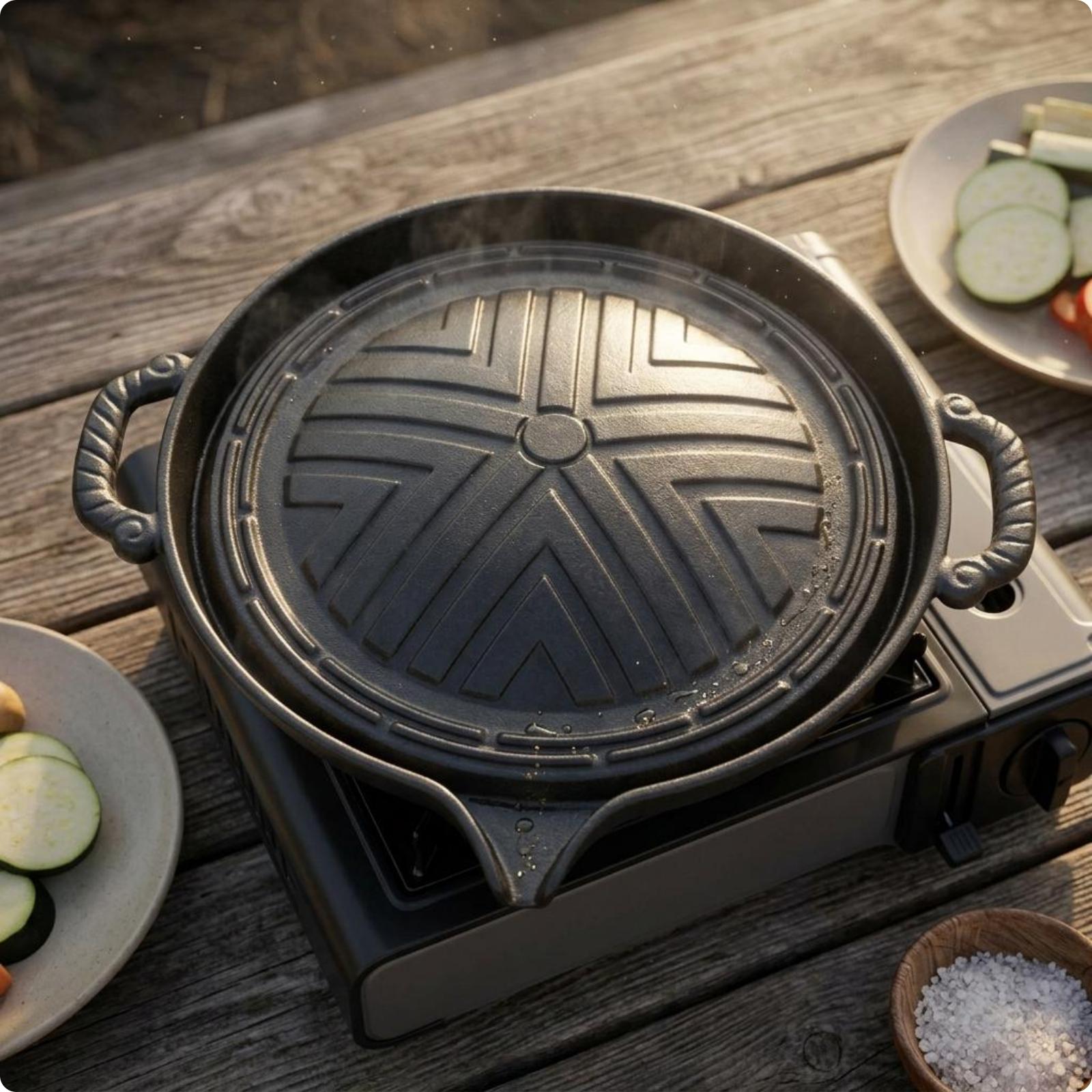 Gietijzeren ovale grillpan voo - Skillet Cast Iron Camp recensie en prijs