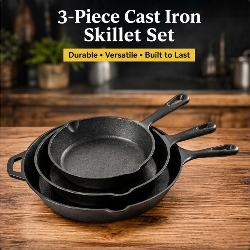 3-delige gietijzeren koekenpan - Skillet Cast Iron Camp recensie en prijs