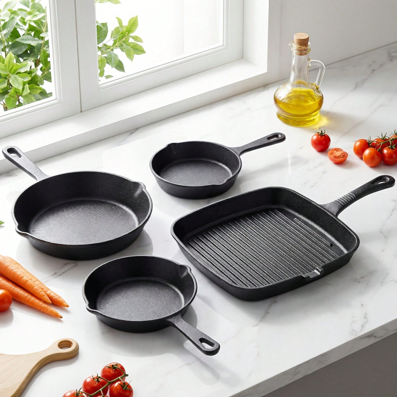 4-delige gietijzeren koekenpan - Skillet Cast Iron Camp recensie en prijs