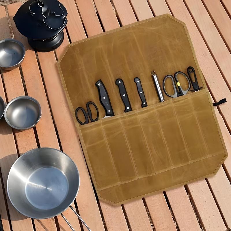 Gewaxte Canvas Koksmessenrol M - Camping Cooking Utensil Holder recensie en prijs