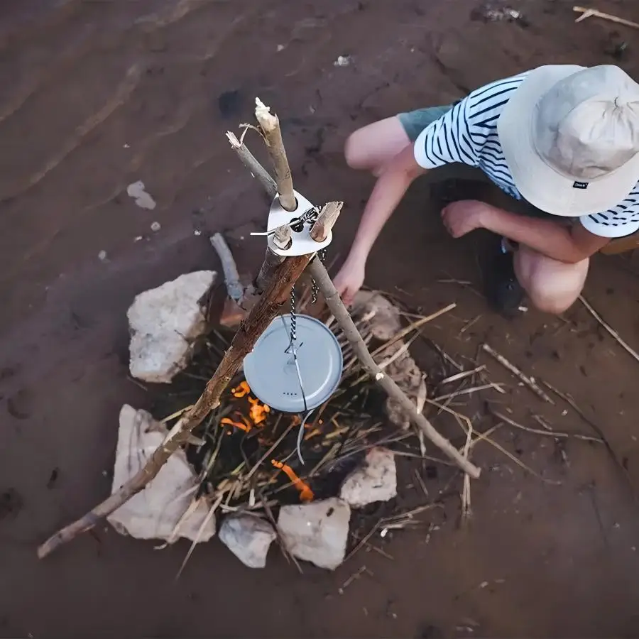 Roestvrij staal draagbare camp - Camping Cooking Tripod recensie en prijs